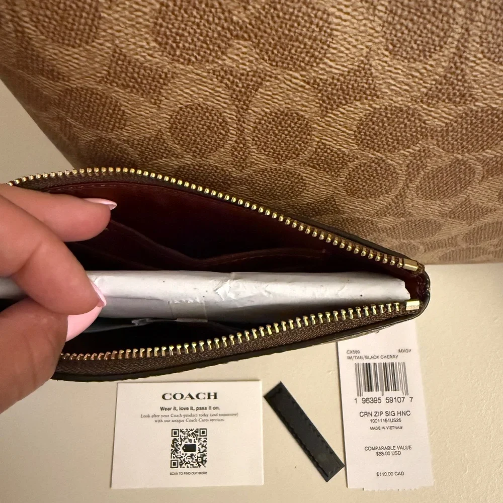 Coach Shoulder Bag Signature Canvas Leather Horse Carriage Print with Wallet - Picture 5 of 9